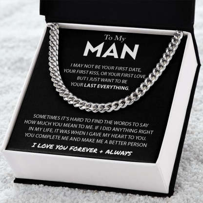 To My Man Cuban Link Chain Necklace Promise Necklace Gift Set - I Love You Forever & Always-Jessemade AU