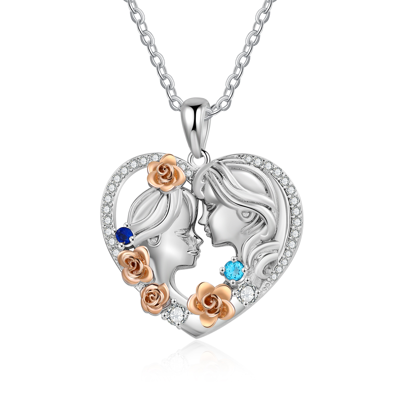 Mother and Daughter Necklace Grandma Granddaughter Heart Flower Pendant Necklace-Jessemade AU