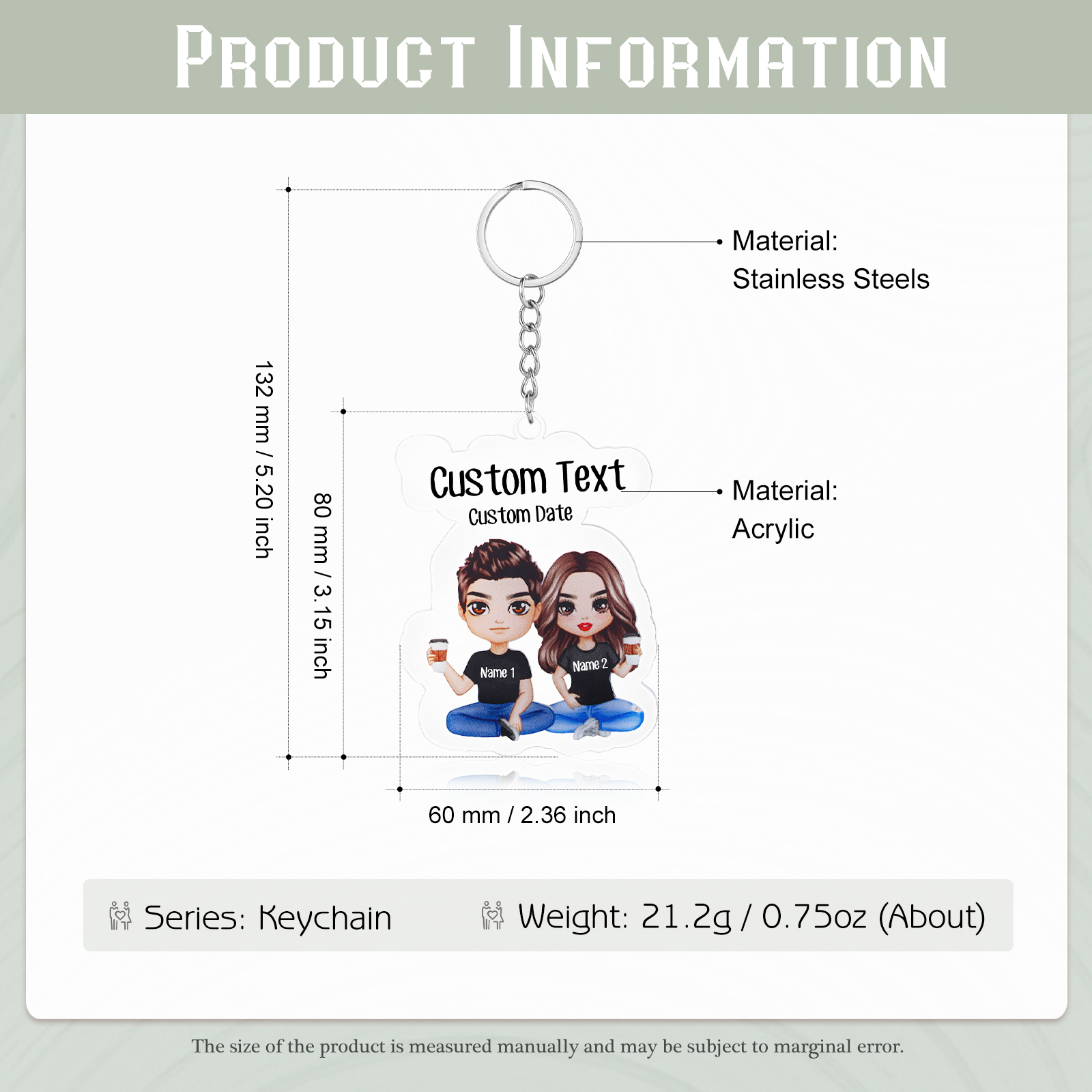 Personalised Acrylic Couple Keychain Customised Name & Text & Date Keychain Valentine's Day Gift for Couples-Jessemade AU