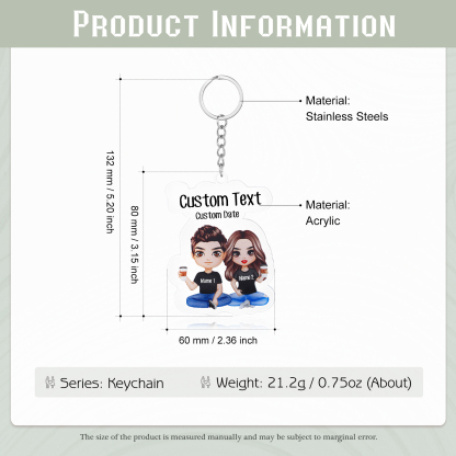 Personalised Acrylic Couple Keychain Customised Name & Text & Date Keychain Valentine's Day Gift for Couples-Jessemade AU