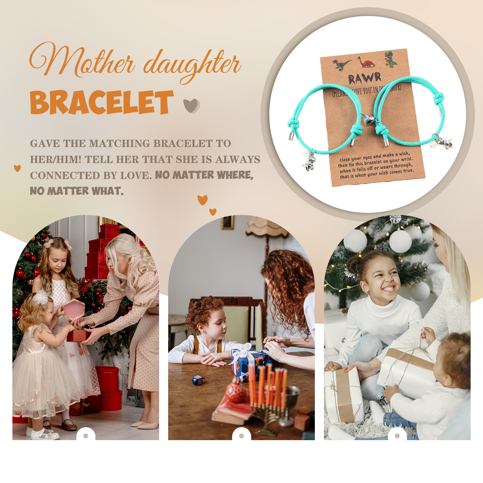 Two Souls One Heart Bracelet With Dinosaur Pendant Magnetic Bracelet Set-Jessemade AU