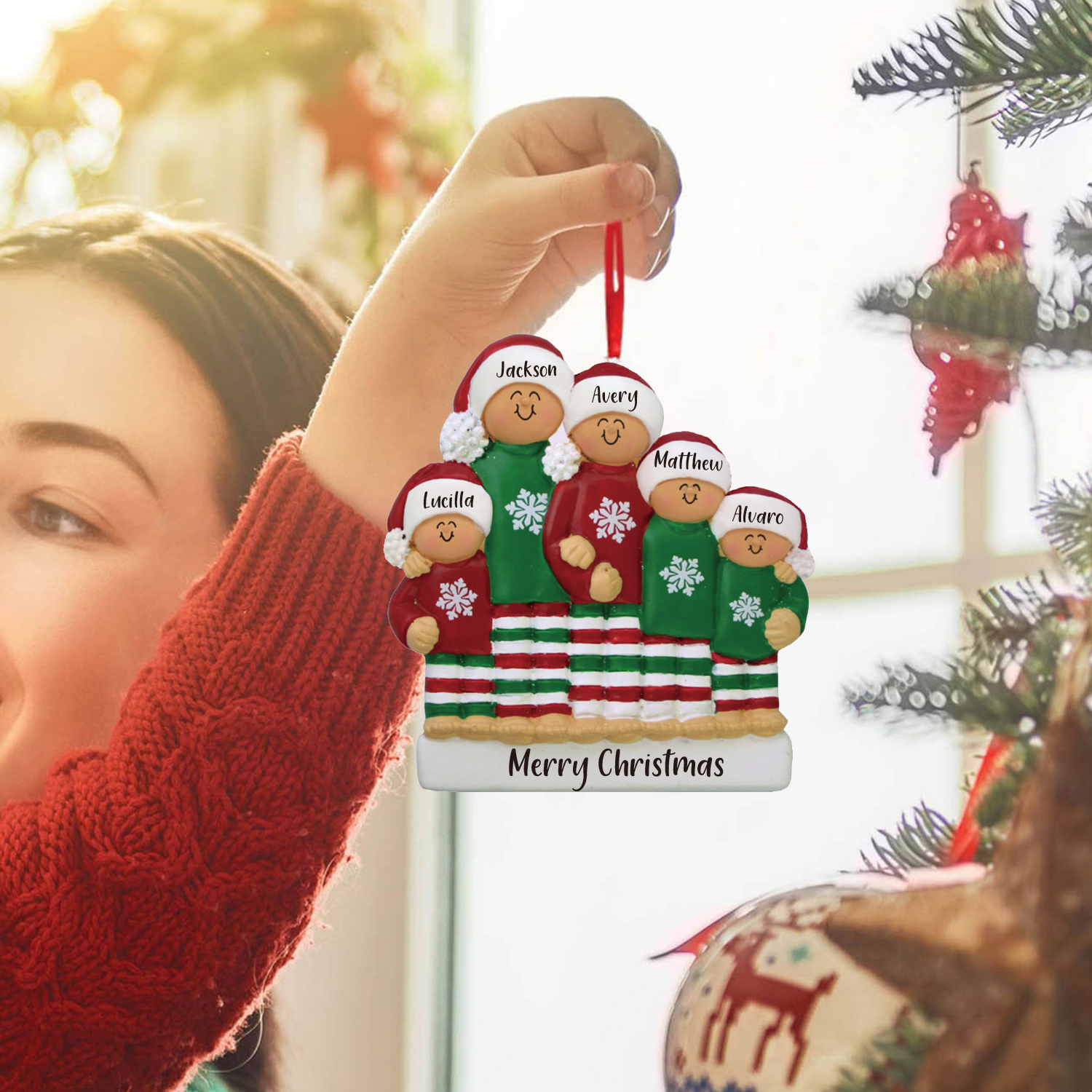 5 Names - Personalised Christmas Ornaments Custom Text Wooden Xmas Ornaments Gifts for Family Friends-Jessemade AU