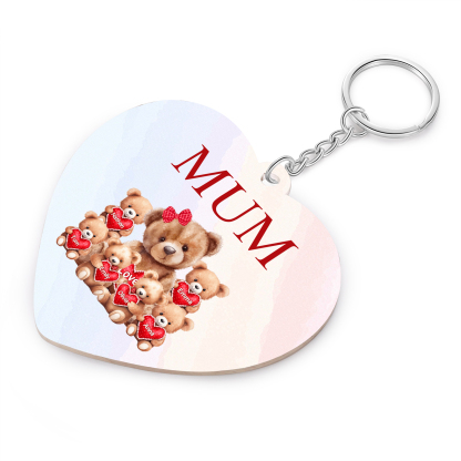 6 Names - Personalised Acrylic Keychain Custom 1 Text Teddy Bears Family Hanging Ornaments Gift for Mum/Grandma-Jessemade AU