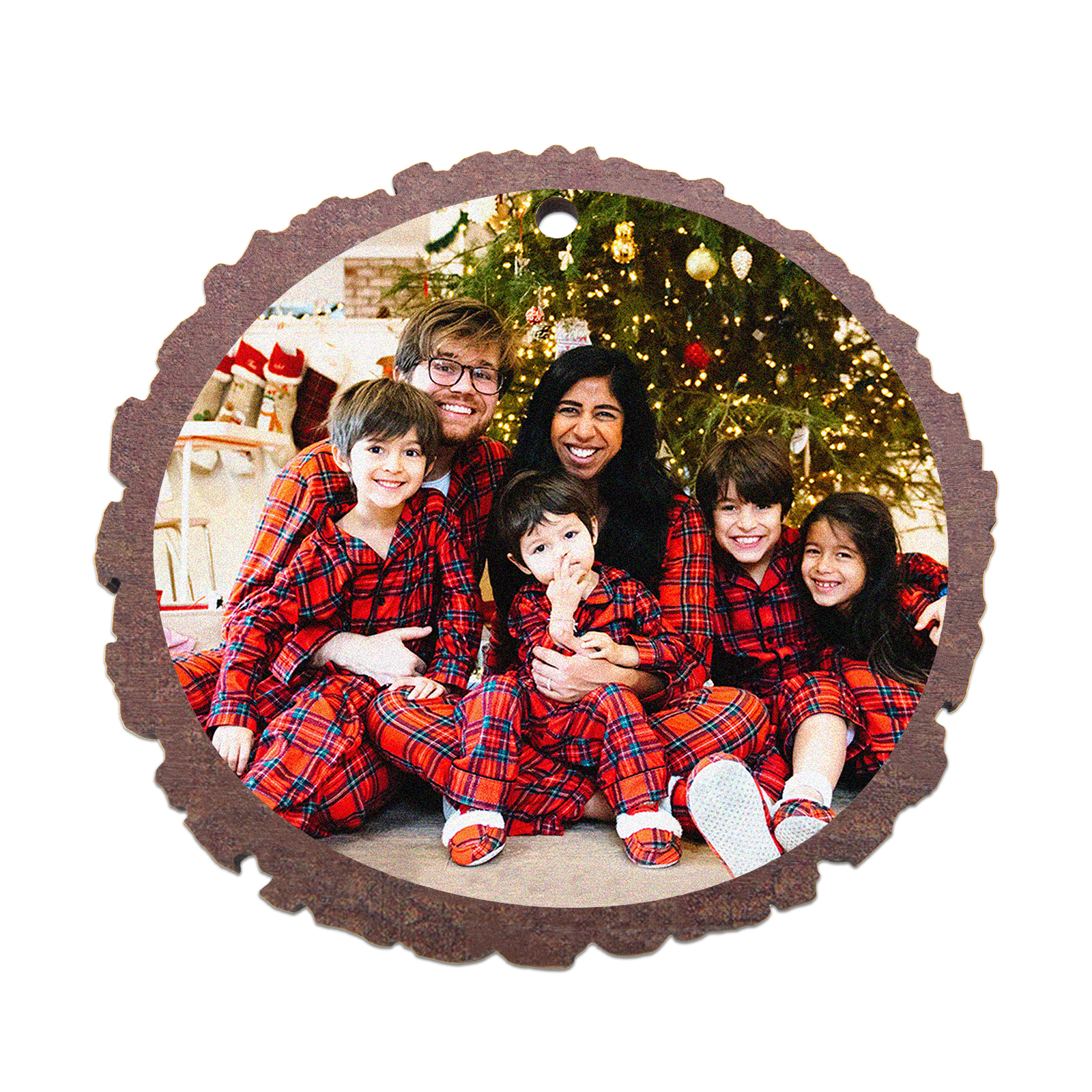 Christmas Round Ornament Custom Photo Wooden Family Ornament-Jessemade AU