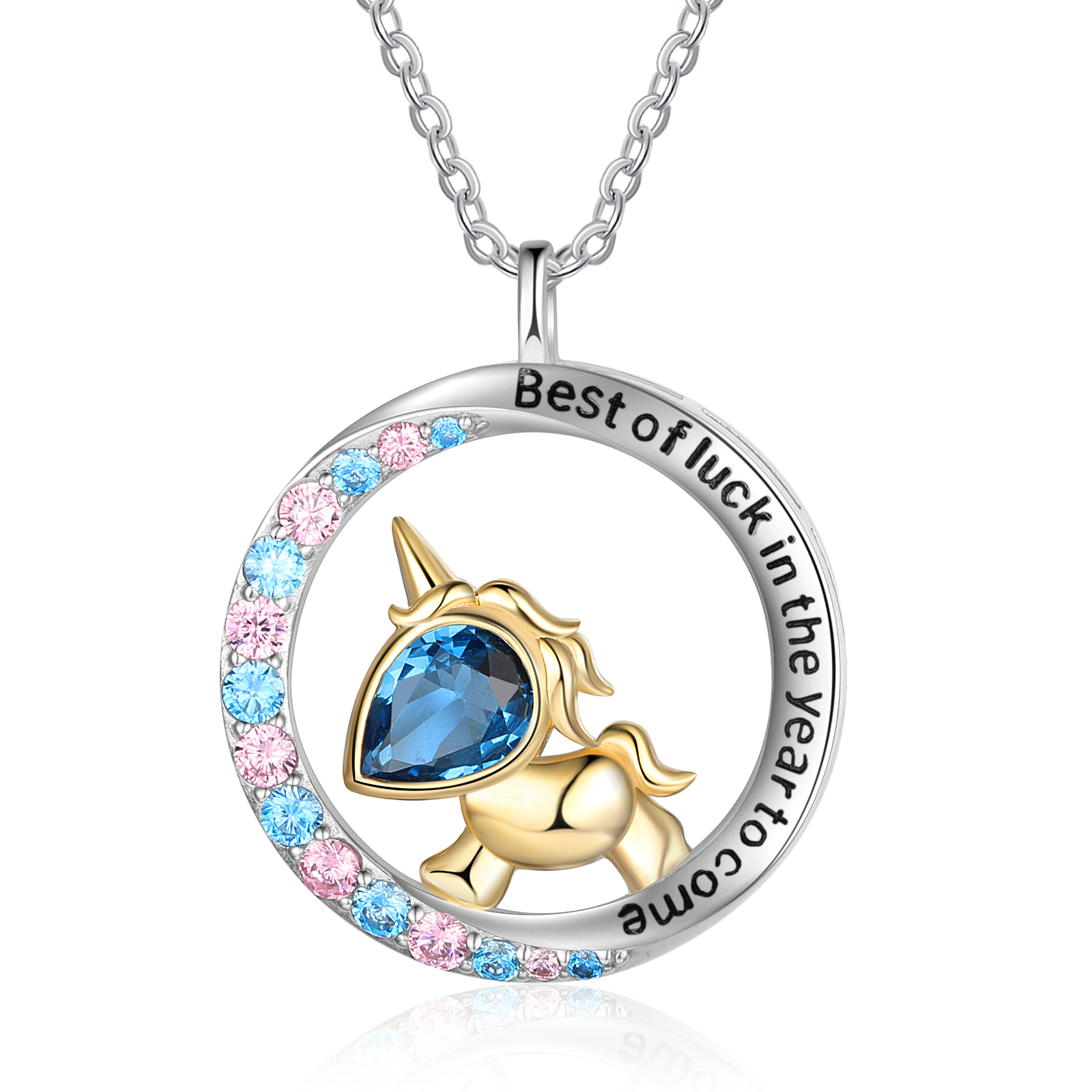 Special Love Unicorn Necklace With Birthstone Gifts For Her-Jessemade AU
