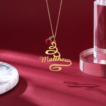 Personalised Name Necklace Custom 1 Birthstone Christmas Tree Necklace for Her-Jessemade AU