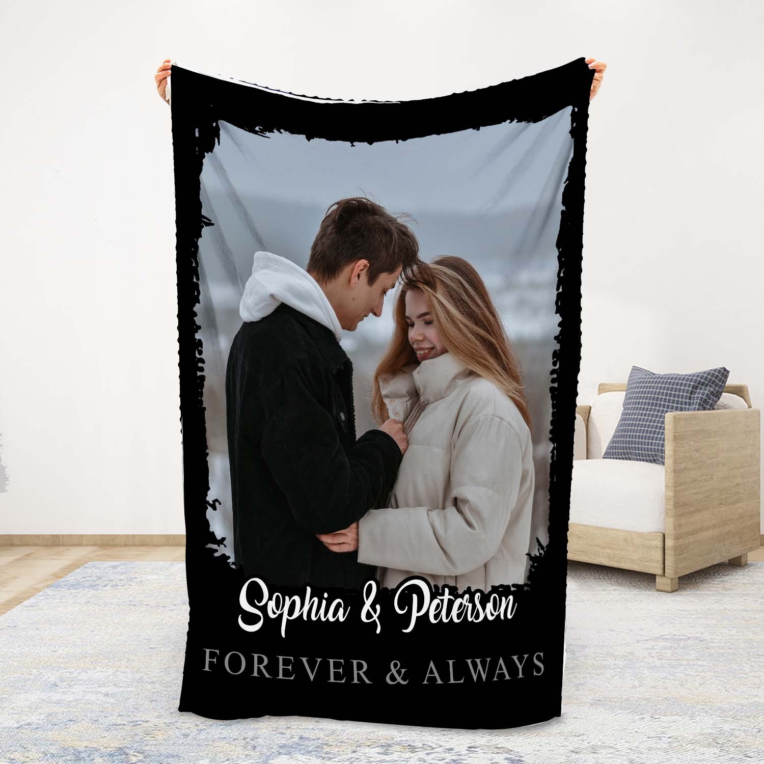 Personalised Couple Blanket Engrave Name Forever & Always Sweet Gift For Her-Jessemade AU