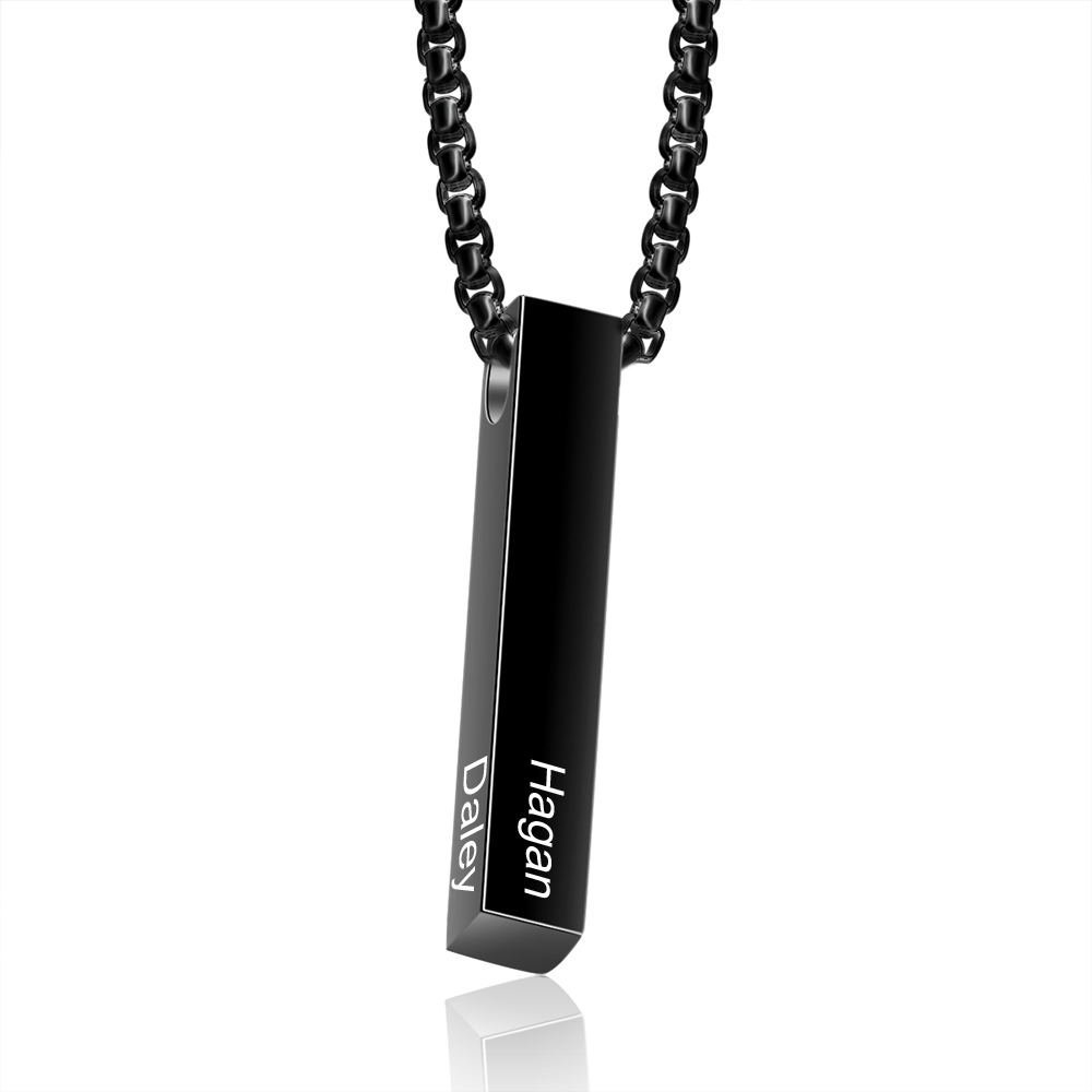 Personalised 3D Bar Necklace 4 Side Vertical Bar Necklace For Her-Jessemade AU