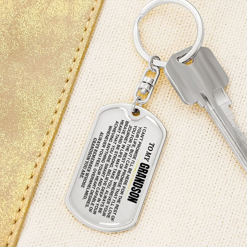 To My Grandson Keychain Stainless Steel Keychain "Whenever You Feel Overwhelmed, Always Remember Whose Grandson You Are"-Jessemade AU