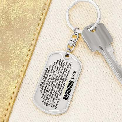 To My Grandson Keychain Stainless Steel Keychain "Whenever You Feel Overwhelmed, Always Remember Whose Grandson You Are"-Jessemade AU
