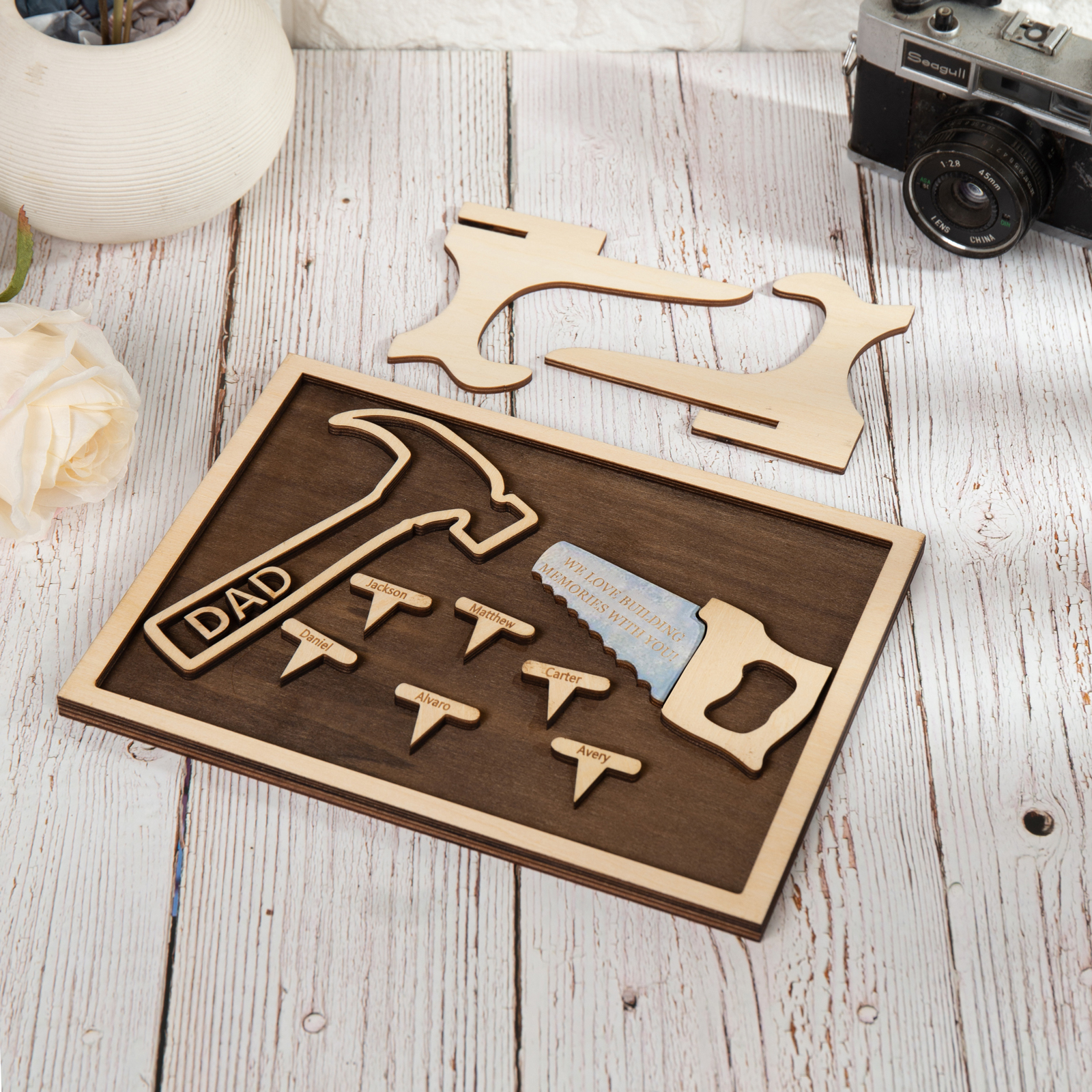 Dad Tool Set Wood Signs Custom 6 Names Father’s Day Handyman Construction Dad Sign-Jessemade AU