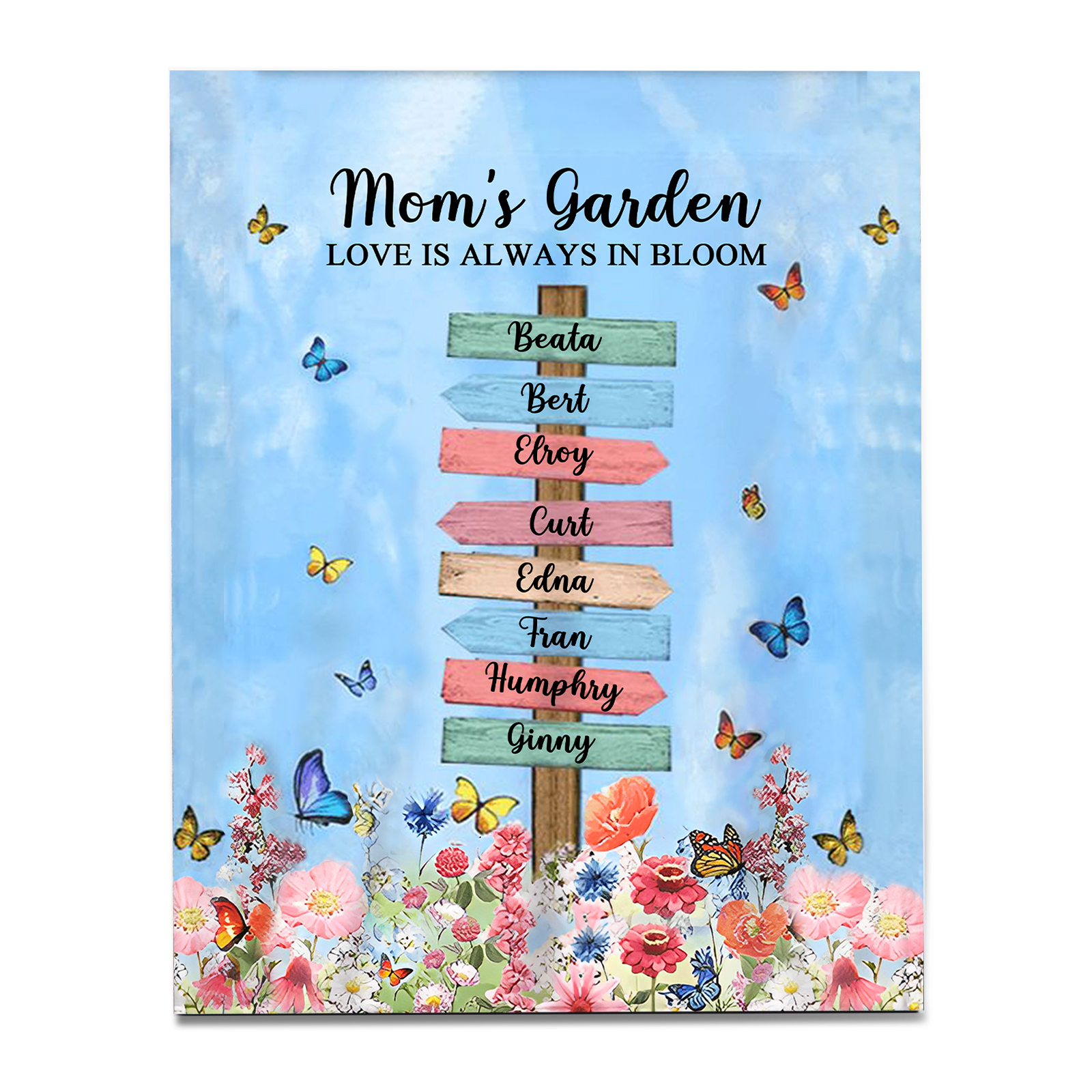 8 Names - Personalised Wooden Plaque Garden Custom Text Home Decoration Gift for Mother/Grandma-Jessemade AU