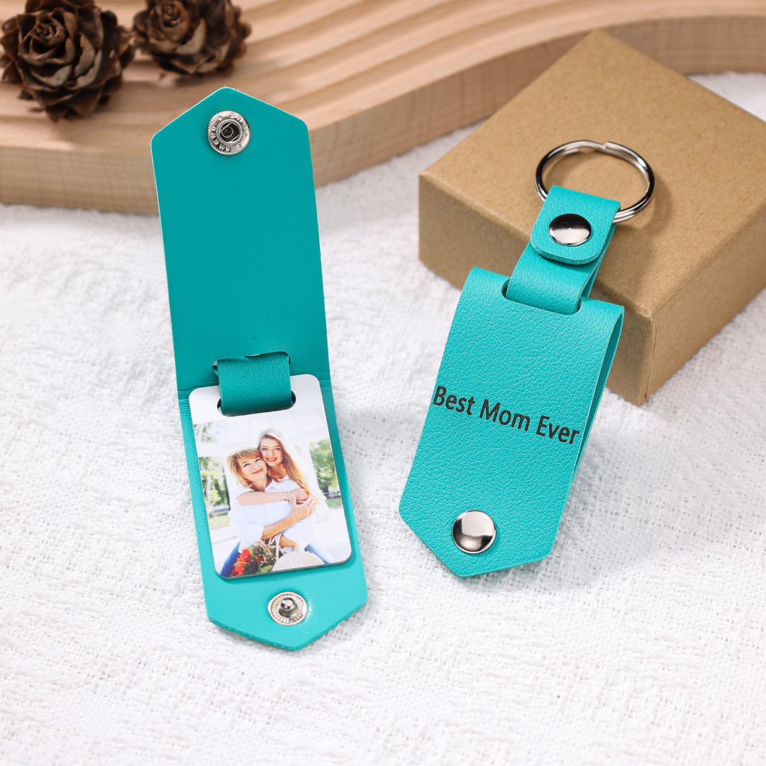 Personalised Photo Keychain Custom Text Leather Keyring Couple Keychain Gifts for Him/her-Jessemade AU
