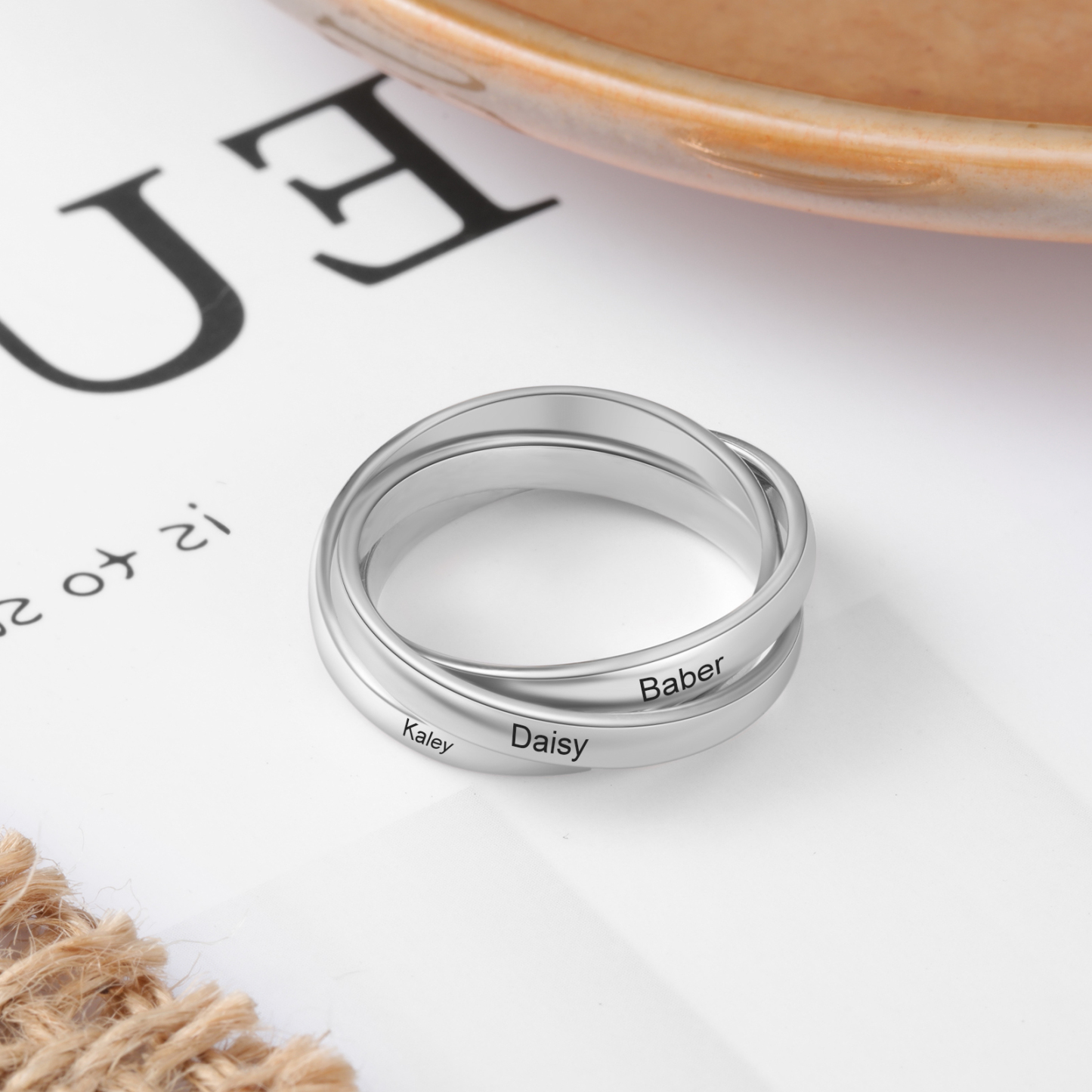 Personalised 3 Names Women's Ring-Jessemade AU