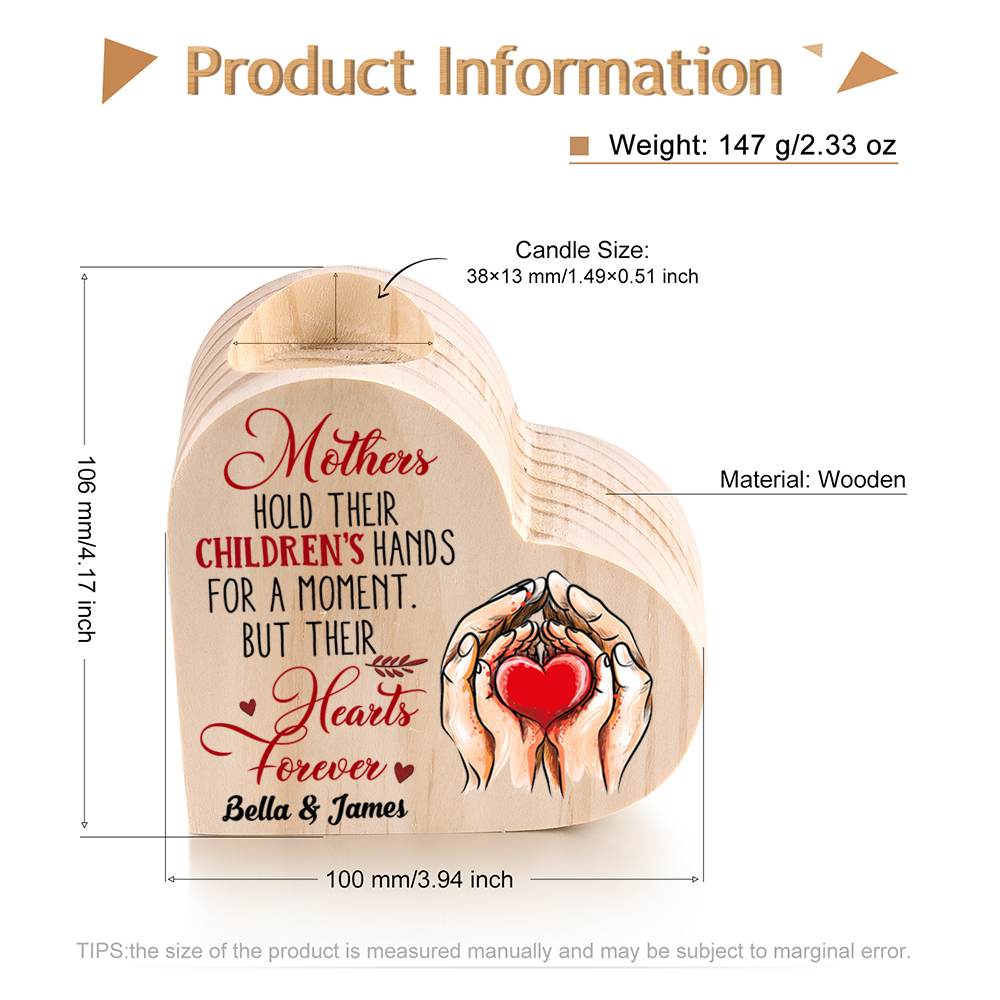 Mother Hold Children Personalised Heart Candle Holder Wooden Candlestick Mothers Gifts-Jessemade AU
