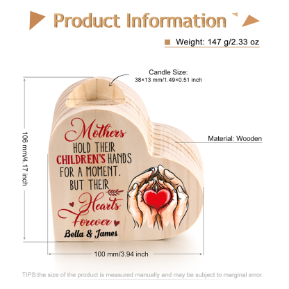 Mother Hold Children Personalised Heart Candle Holder Wooden Candlestick Mothers Gifts-Jessemade AU