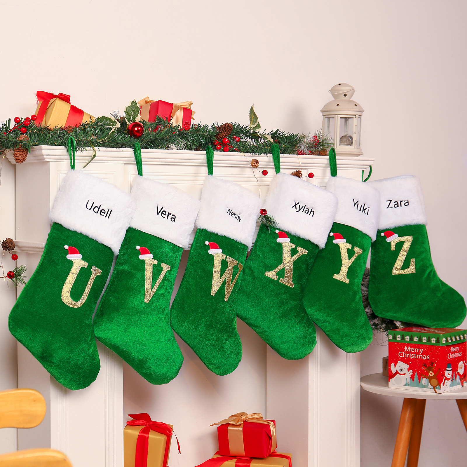 Christmas Letter Stockings Ornaments Custom 1 Name Fireplace Sock Decor Personalised Gifts for Family Friends-Jessemade AU