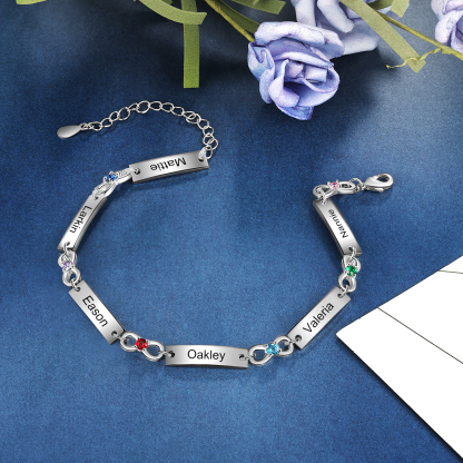 Custom Infinity Bracelet with Birthstones Engraved 6 Names Gifts for Mom-Jessemade AU