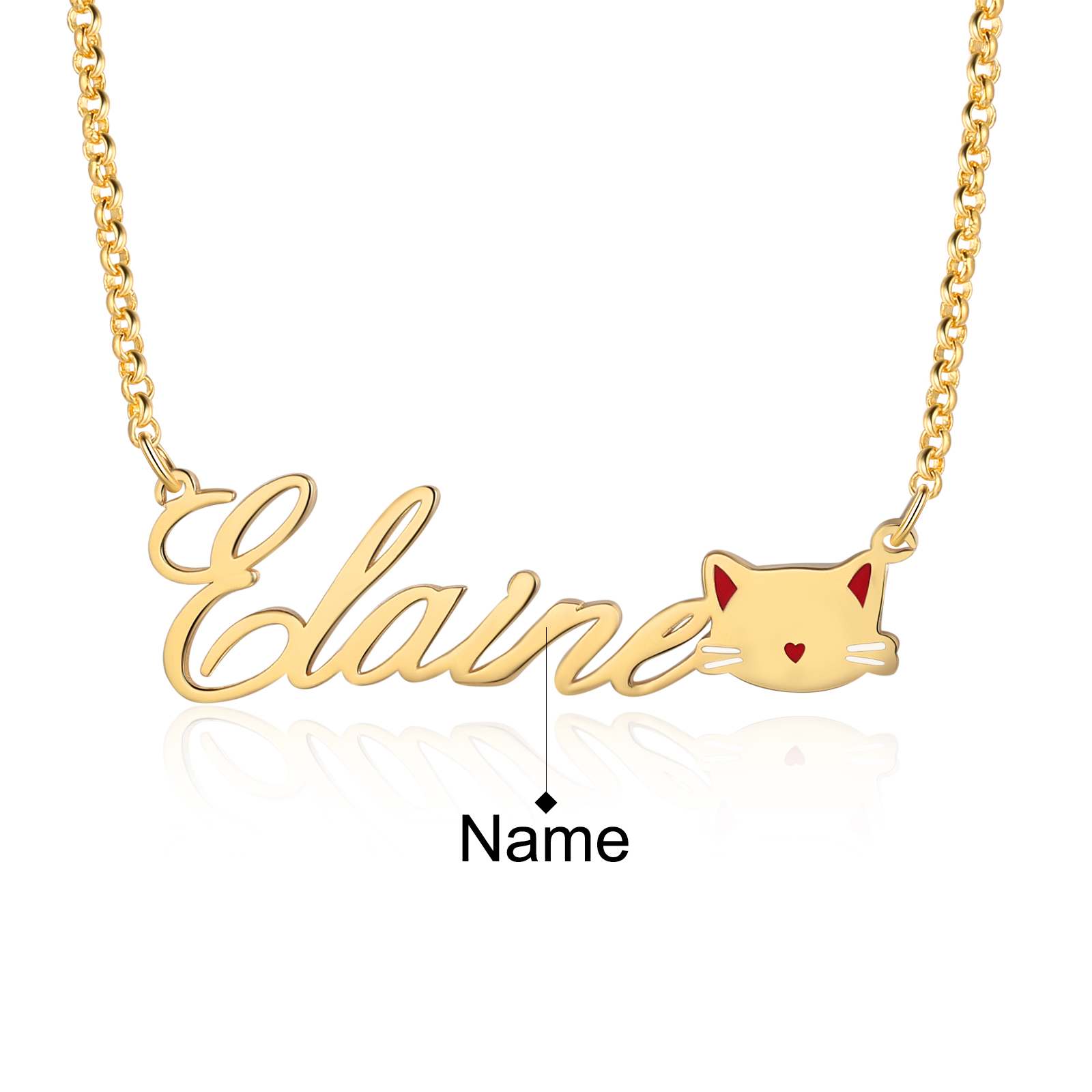 Personalised Cat Necklace Custom 1 Name Necklace Gift For Women-Jessemade AU