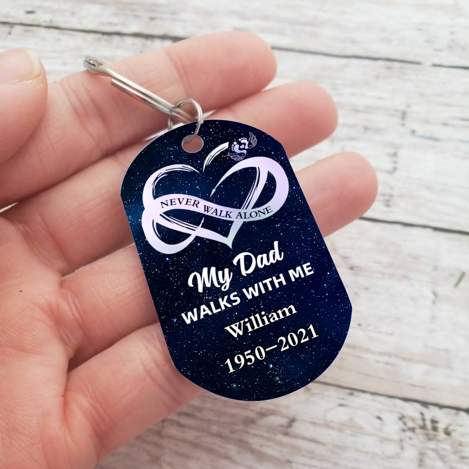 Memorial Photo Keychain Custom Name & Text & Date Keyring Infinite Love Personalised Gifts -  Never Walk Alone-Jessemade AU