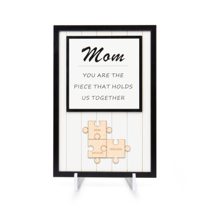 Mom Puzzle Sign Personalised 3 Names Wooden Sign Family Gifts-Mom You Are the Piece that Holds Us Together-Jessemade AU
