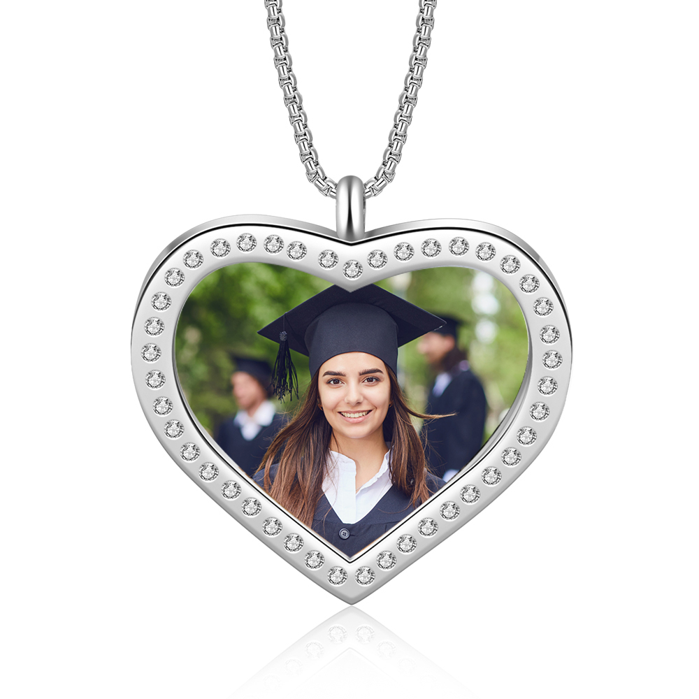 Personalised Graduation Necklace Custom Name & Photo Heart Pendant Necklace Gift for Her-Jessemade AU