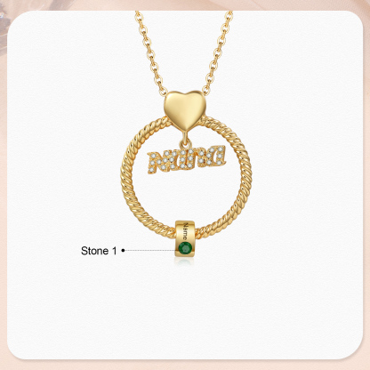 1 Name - Personalised Nana Necklace Custom Names & Birthstones Circle Pendant Necklace Gift for Grandma Nana-Jessemade AU