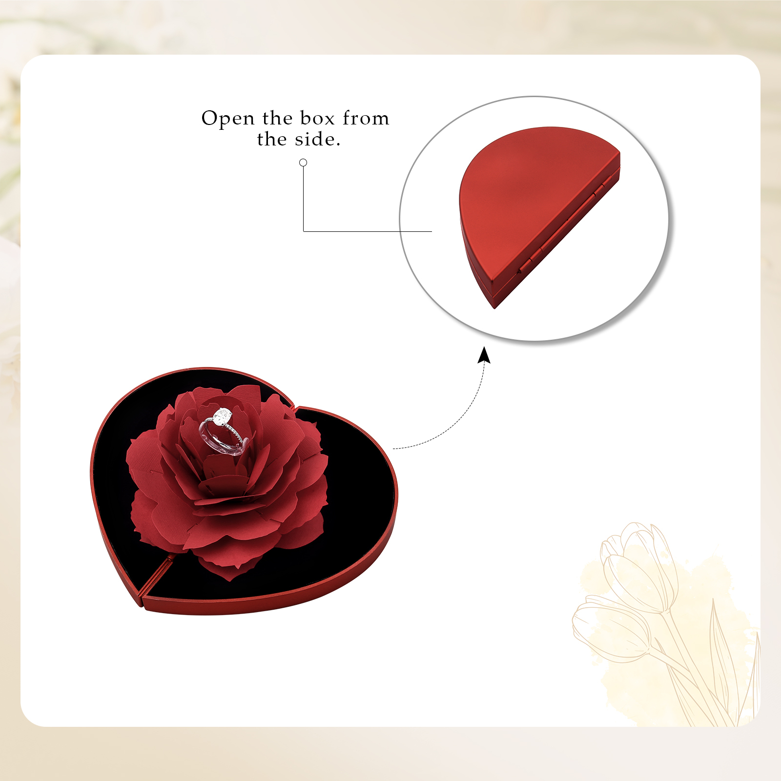 Ring Gift Box Rose Exquisite Jewelry Box Valentine's Day Gift Packaging Box-Jessemade AU