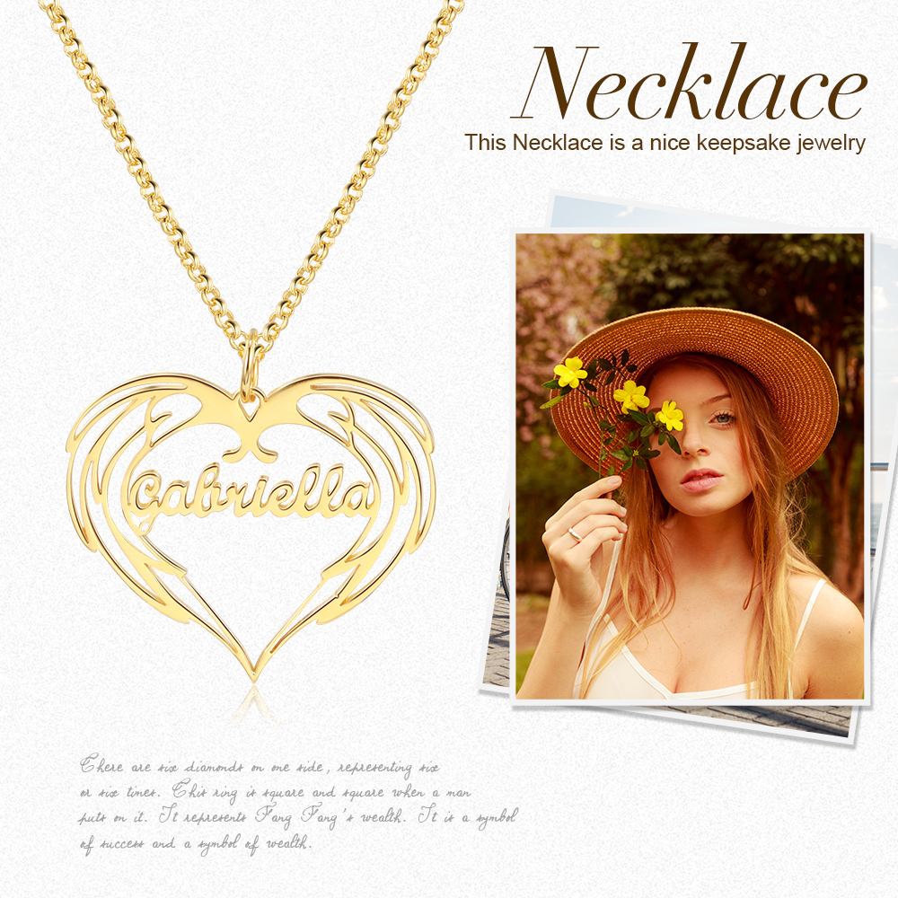 Personalised Wings Necklace Custom 1 Name Necklace Gift For Her-Jessemade AU