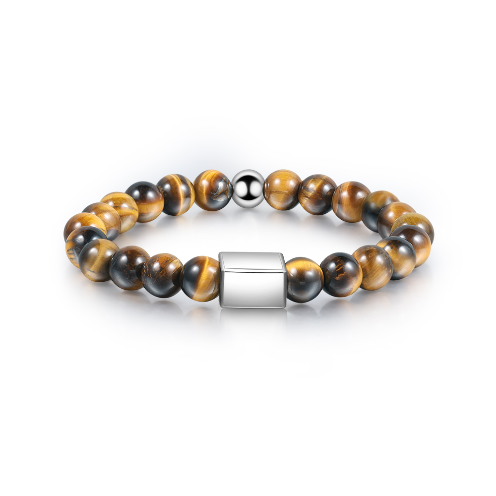 Personalised Round Beads Bracelet Custom Names Men's Bracelet Gifts For Him-Jessemade AU