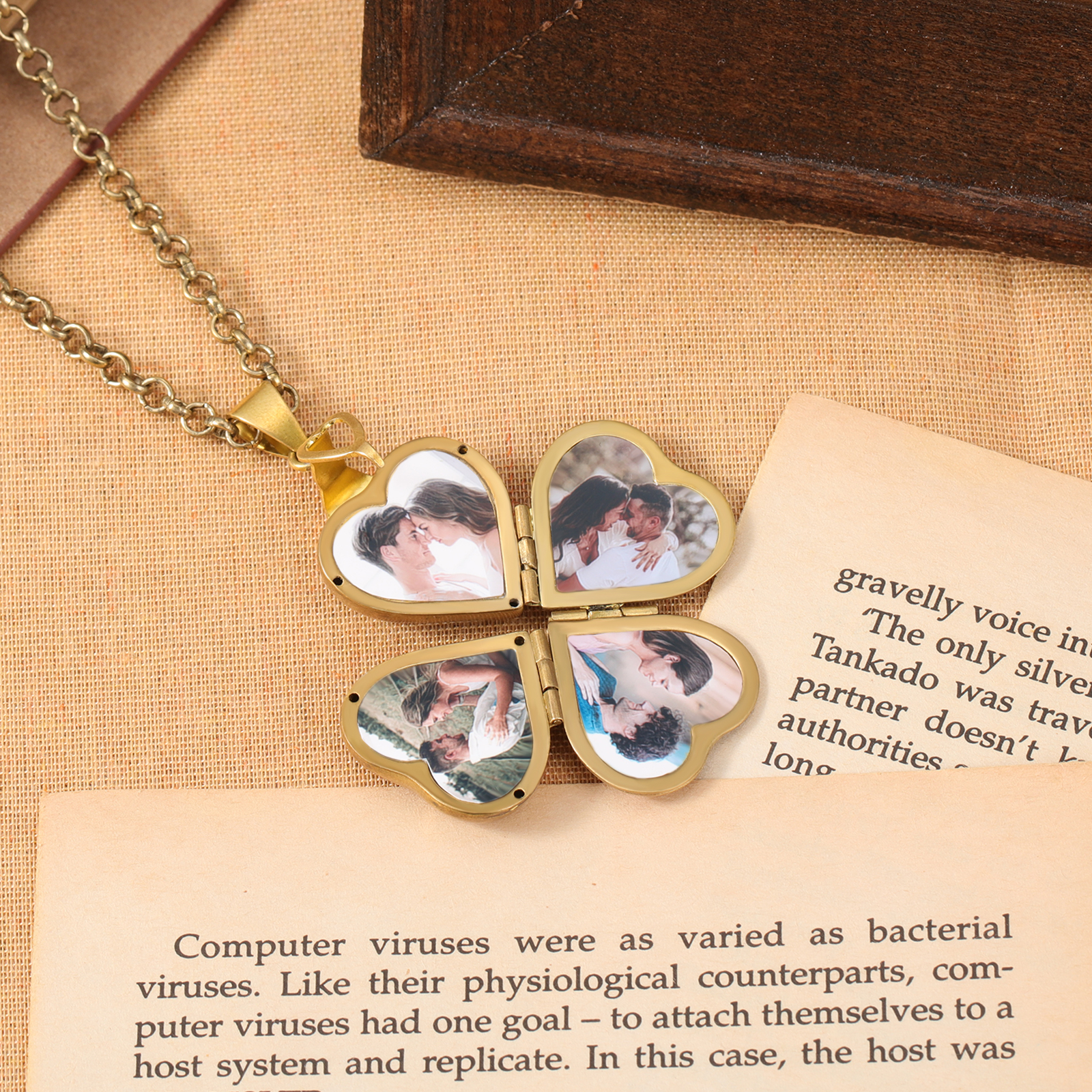 Personalised Heart Photo Locket Necklace Custom 4 Photos Necklace Gifts For Him Her-Jessemade AU