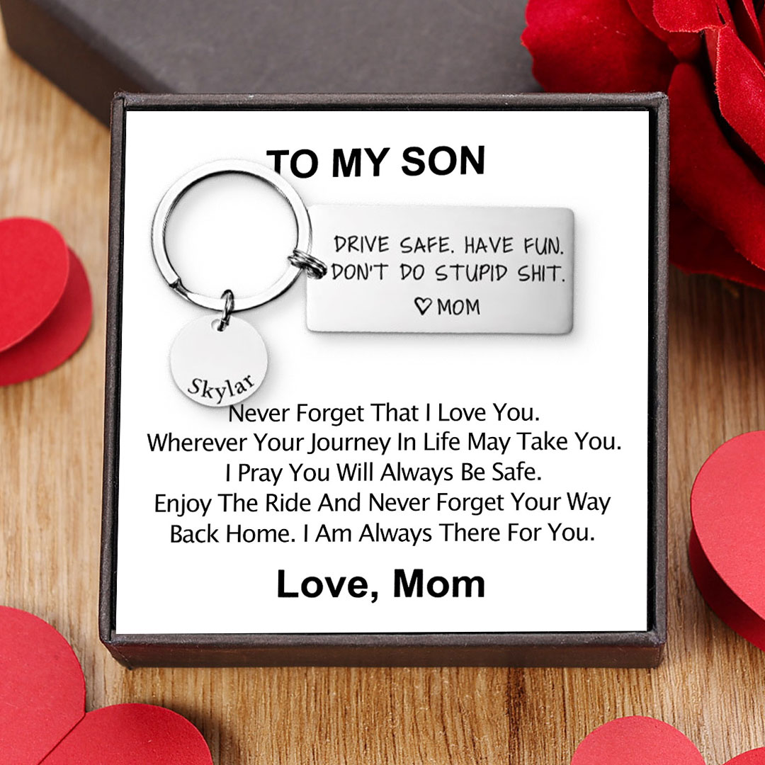 Don't Do Stupid Funny Keychain Custom Name Keyring Drive Safe Have Fun Keychain Gift For Son/Daughter-Jessemade AU