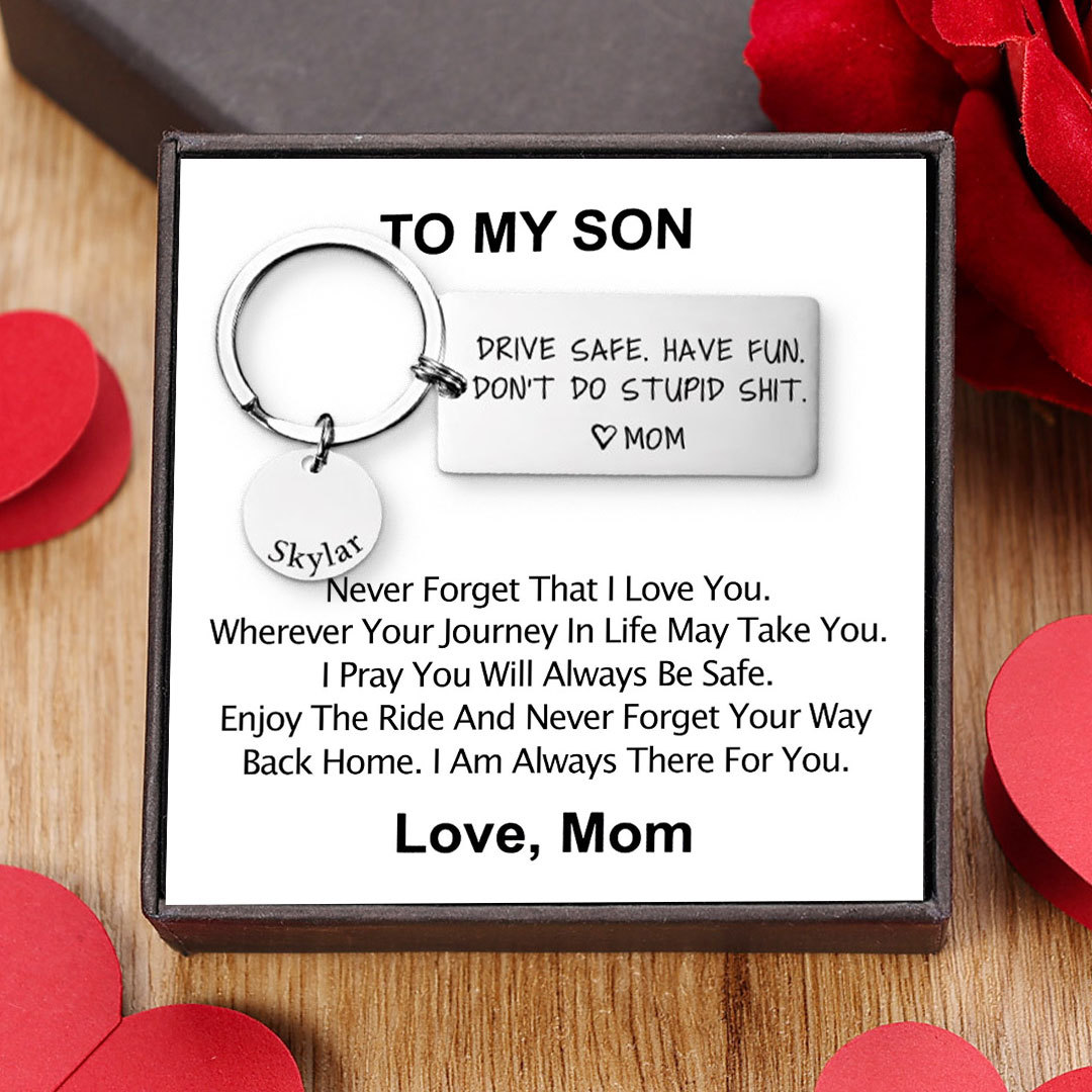 Don't Do Stupid Funny Keychain Custom Name Keyring Drive Safe Have Fun Keychain Gift For Son/Daughter-Jessemade AU