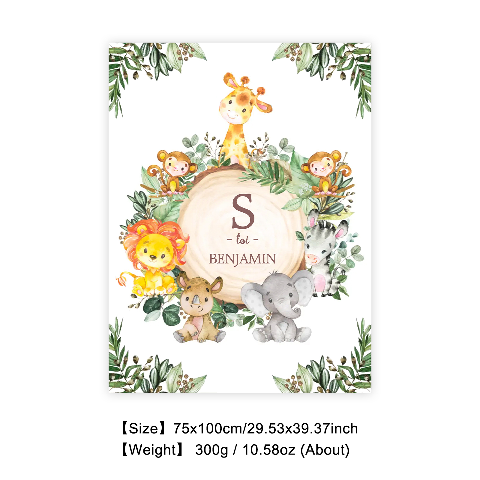 Personalised Zoo Blanket Custom Name Cute Cartoon Blanket-Jessemade AU