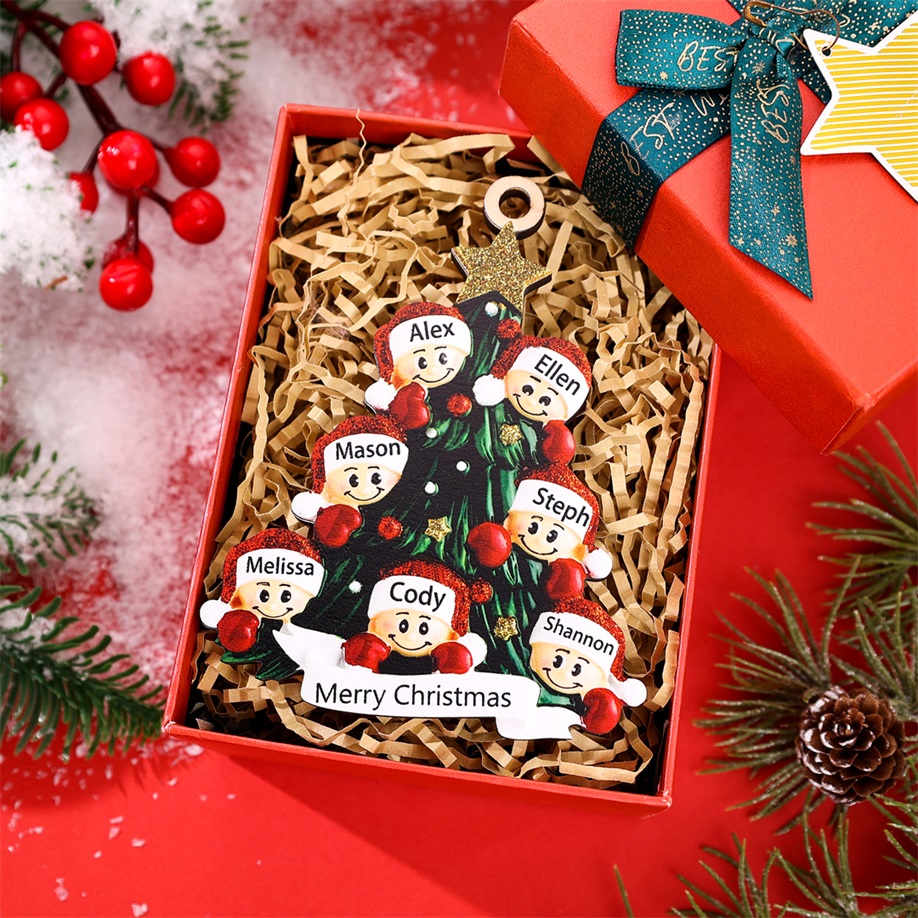 Personalised Family Christmas Ornament Custom 7 Names Hanging Ornament Gifts For Family-Jessemade AU