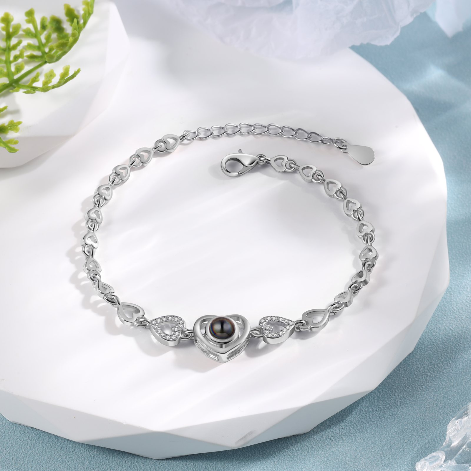 Heart Chain Projection Bracelet Personalised Photo Bracelet Creative Gift for Her Unique Mother's Day Gifts-Jessemade AU