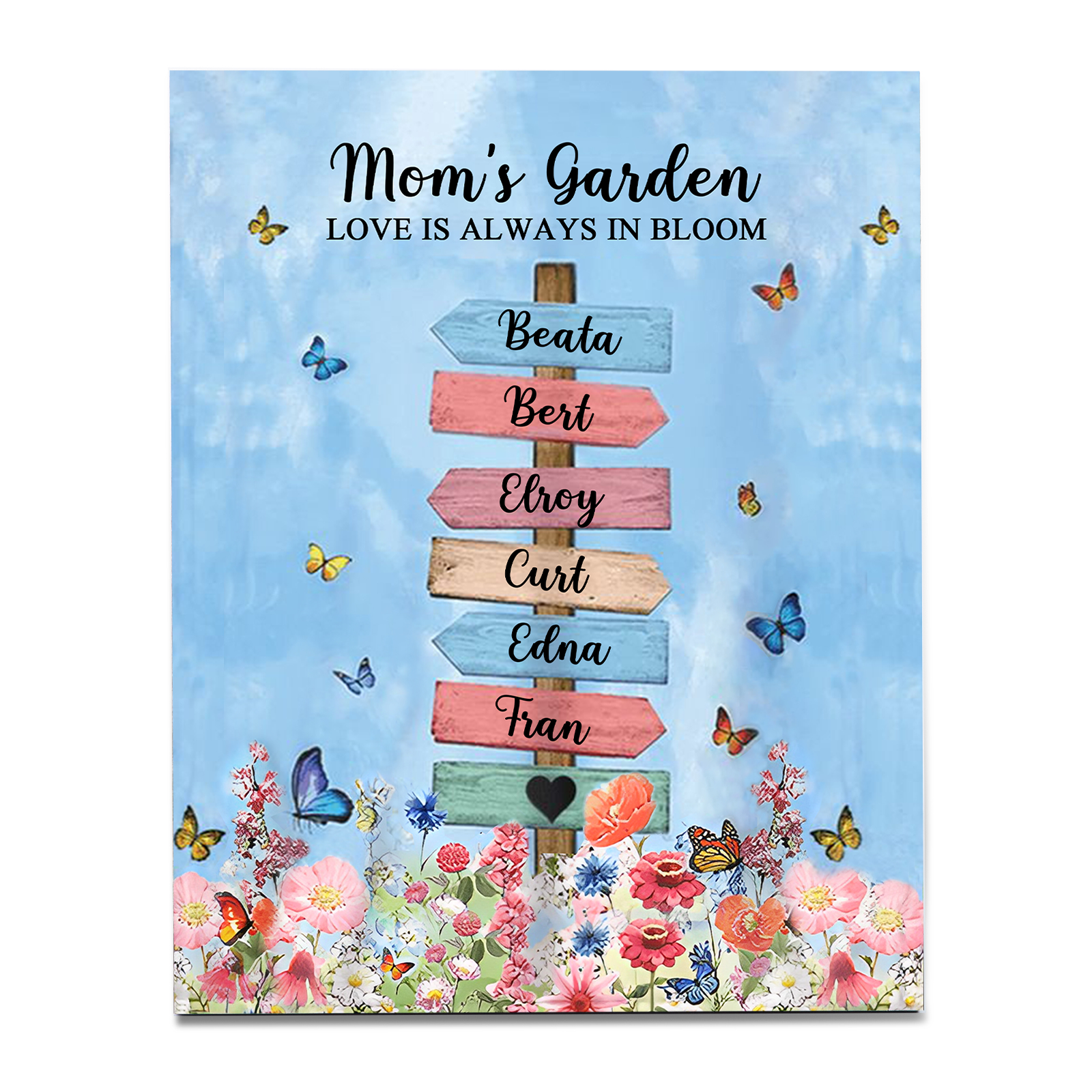 6 Names - Personalised Wooden Plaque Garden Custom Text Home Decoration Gift for Mother/Grandma-Jessemade AU