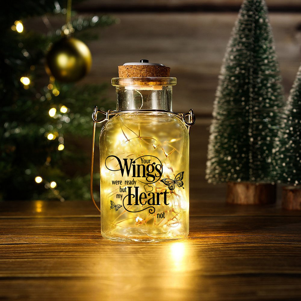 Memorial Jar Night Light - Your Wings Were Ready But My Heart Not - LED Lamp-Jessemade AU