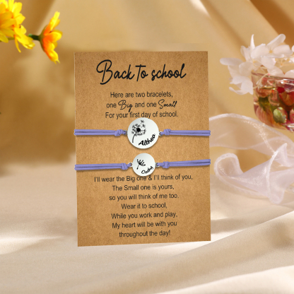 2 Pcs Dandelion Bracelet Set Custom 2 Names Adjustable Bracelets Back to School Gifts for Daughter-Jessemade AU