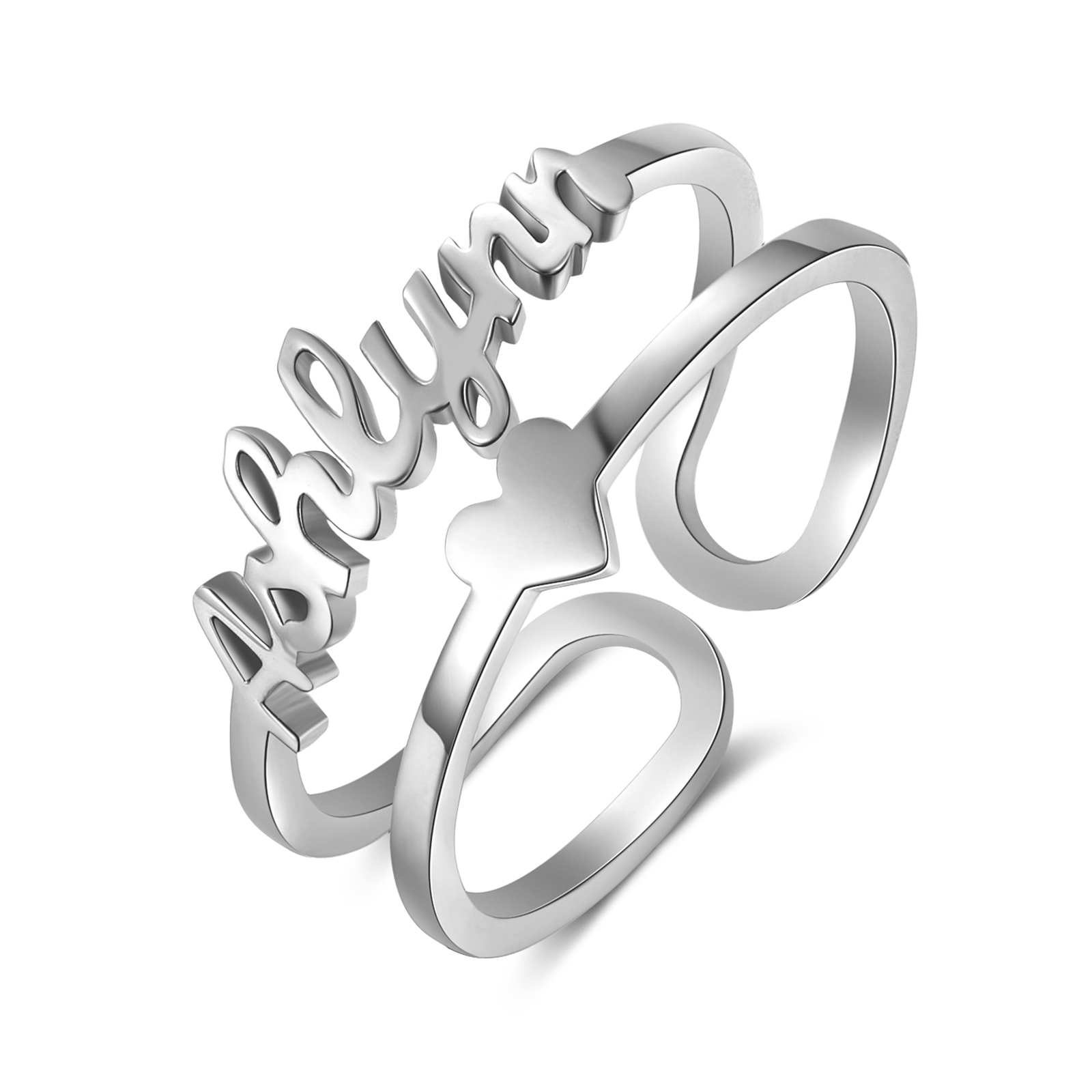 Heart Name Ring Personalised 1 Name Classic Rings for Her-Jessemade AU