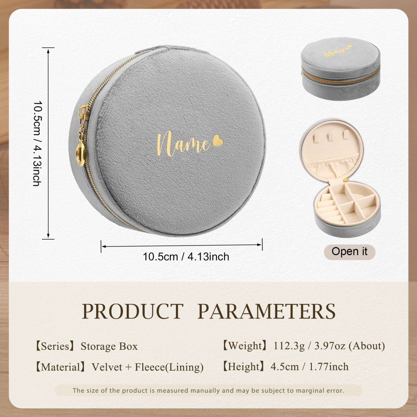 Personalised Name Jewelry Storage Box Custom Travel Jewelry Box Circle Box Gifts for Ladies Girls-Jessemade AU