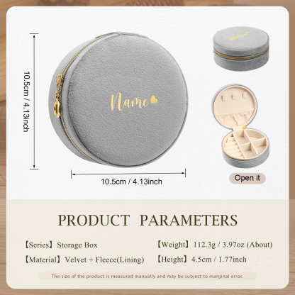 Personalised Name Jewelry Storage Box Custom Travel Jewelry Box Circle Box Gifts for Ladies Girls-Jessemade AU