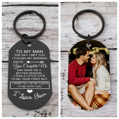 To My Man/Woman Custom Photo Keyring Couple Keychain Stainless Steel Keychain Valentine's Day Gift for Couples-Jessemade AU