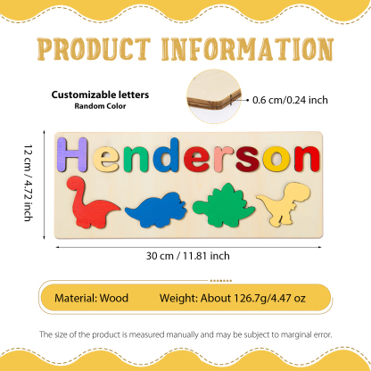 Personalised Kid's Wooden Name Alphabet Puzzle Toy for Toddlers Early Learning Child Toy-Jessemade AU
