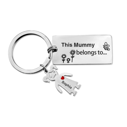 Personalised Family Keychain with 1 Kid Charm Engrave Name-Jessemade AU