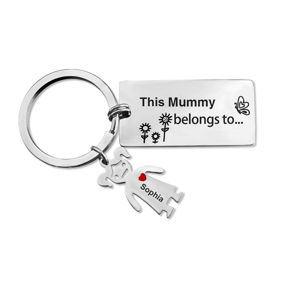 Grandfather Keychain This Grandpa Belongs To Family Keychain Personalised with 1 Kid Charm Engrave Name-Jessemade AU