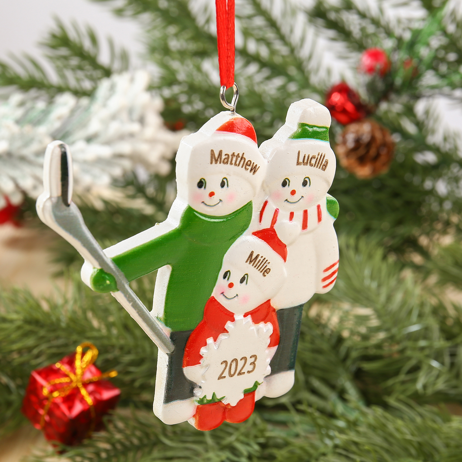 3 Names - Personalised Resin Christmas Ornaments Customised Name & Year Xmas Decor Gifts for Family Friends-Jessemade AU
