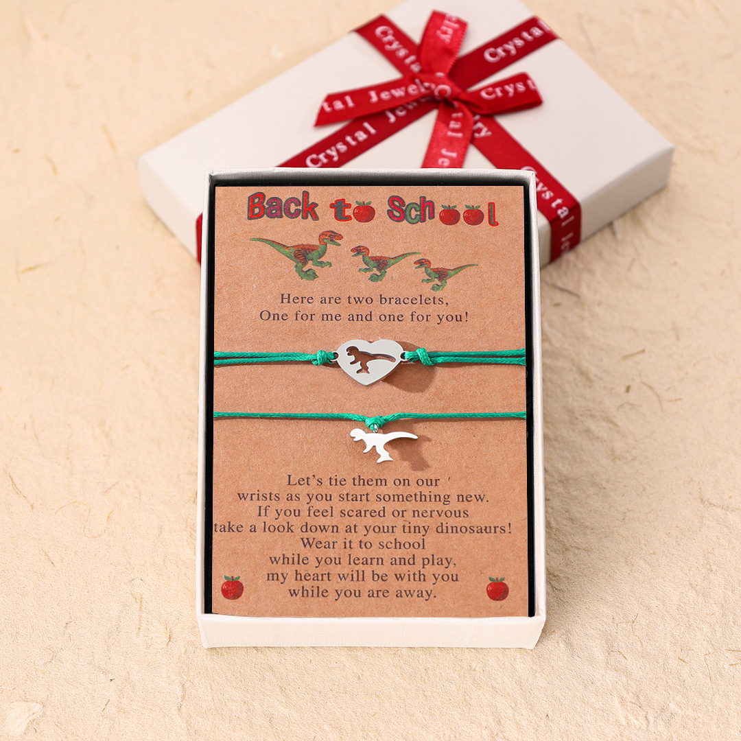 Back to School Matching Wish Dinosaur Bracelets Set for Women Teen Girls Boys-Jessemade AU