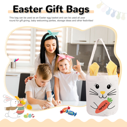 Personalised Bunny Tote Bag Custom Name Bunny Bucket Bag Easter Gifts for Kids-Jessemade AU