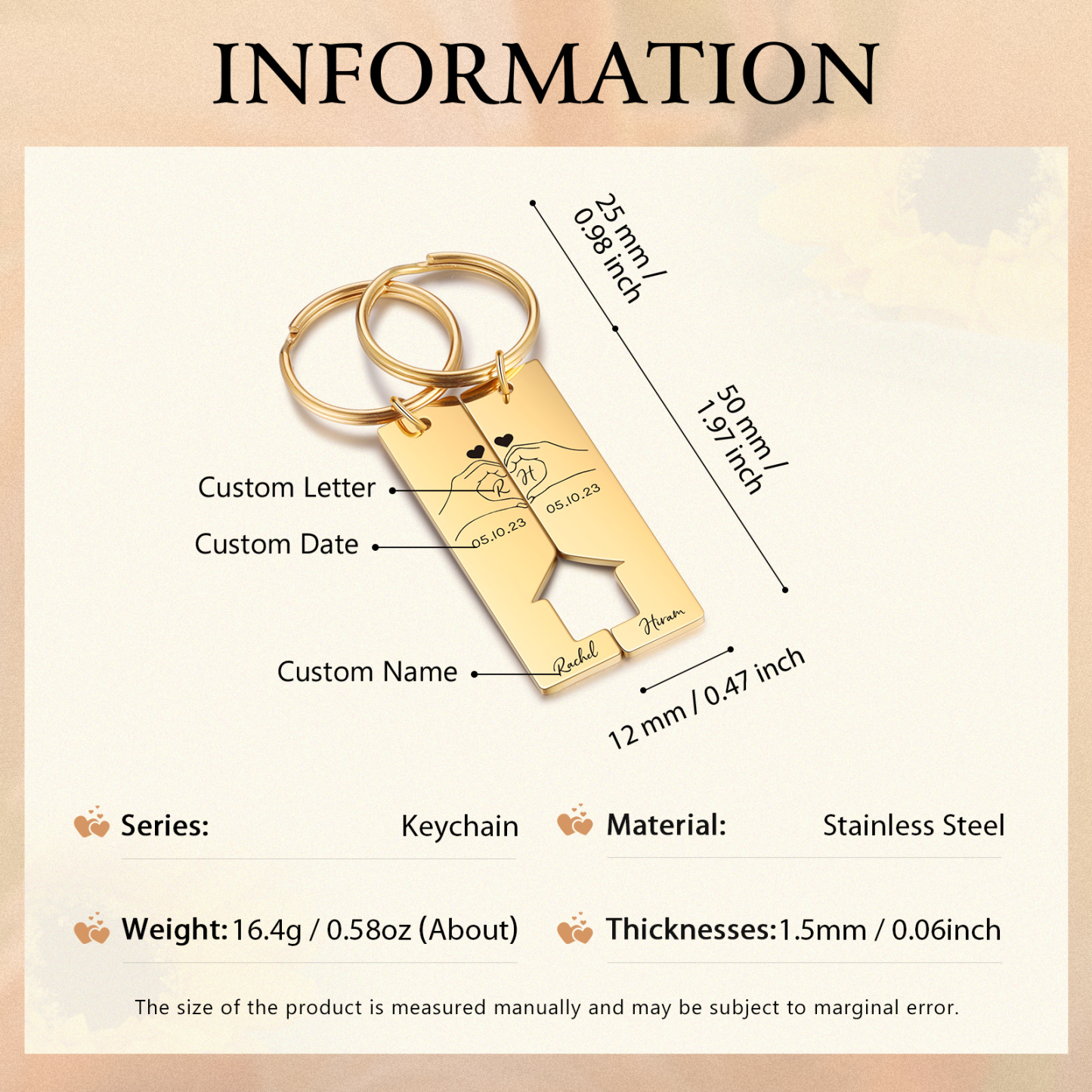 To My Man/Woman Keyring Custom 2 Letters & 2 Dates & 2 Names Couple Keychain Valentine's Day Gift for Couples-Jessemade AU